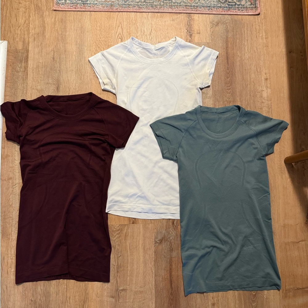 Lululemon Swiftly Tech Short Sleeve Shirt 2.0 Waist Length Size 4 Lot - 3 Colors